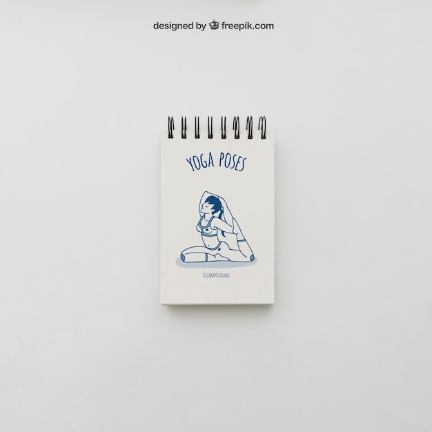 Yoga Pose Drawing on Notepad PSD Template – Free Download