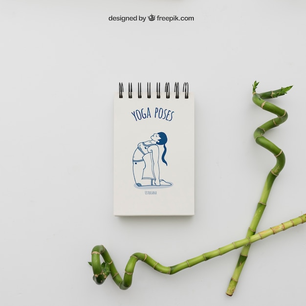 Yoga Pose Drawing on Notepad | Free PSD Template Download