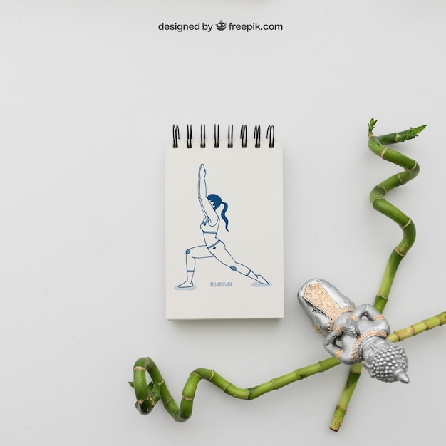 Yoga Pose Drawing with Bamboo Sticks: A Free PSD Template for Meditative Art