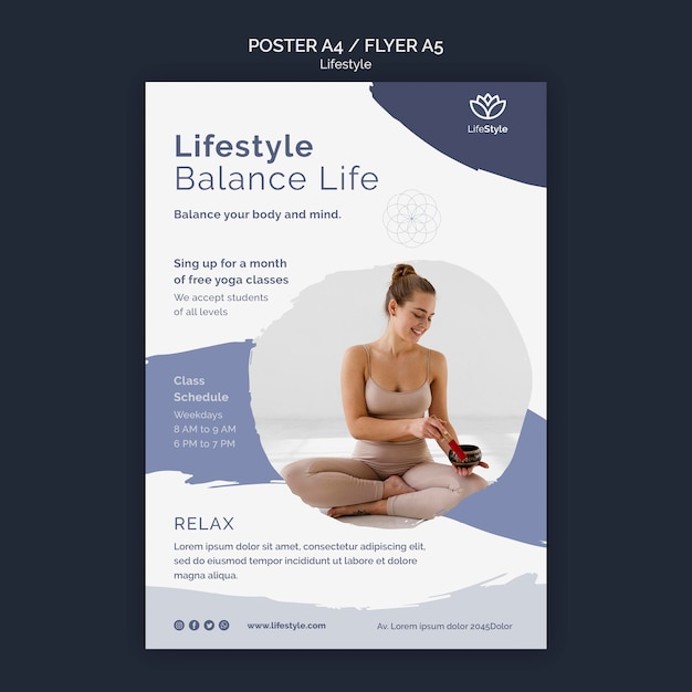 Modello di progettazione di poster di yoga