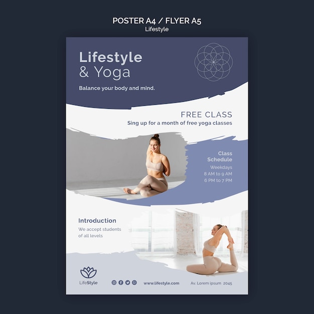 PSD gratuito modello di progettazione di poster di yoga