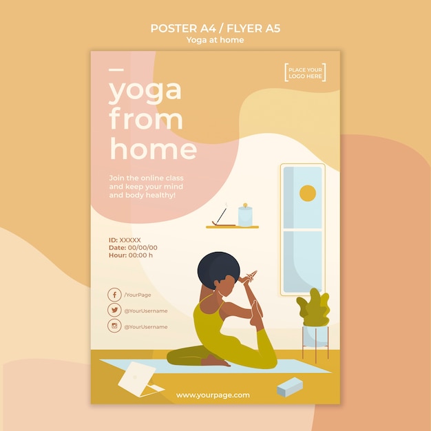 PSD gratuito modello di poster di yoga