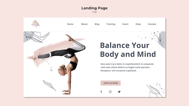 Yoga posture landing page