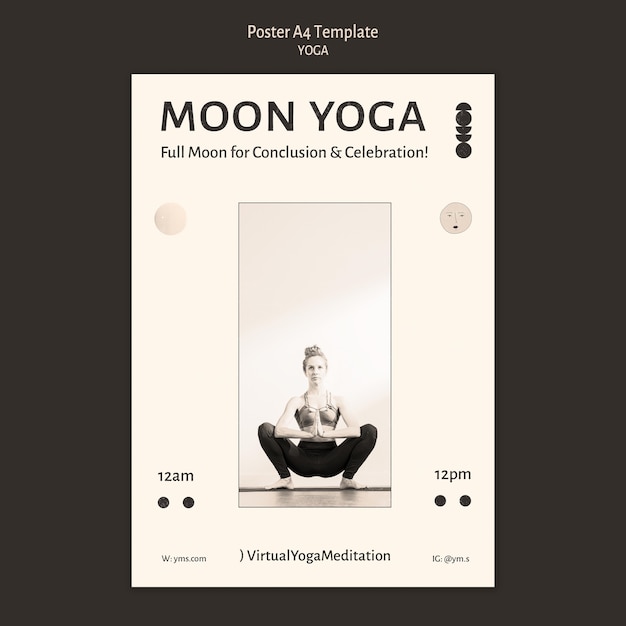 Free PSD yoga practice colorless design poster template