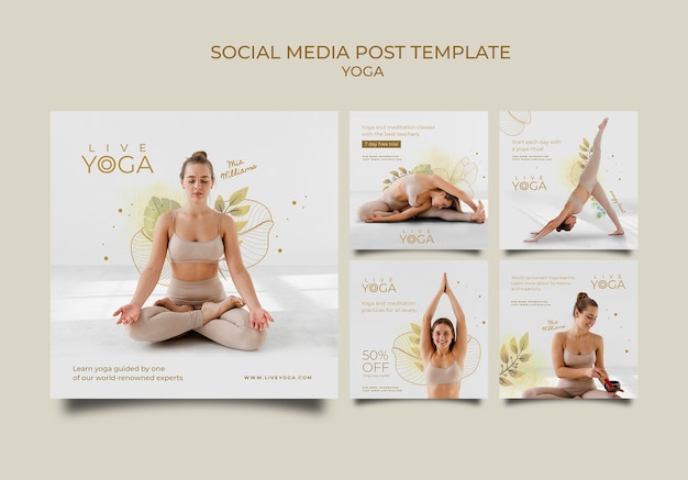 Raccolta di post sui social media di yoga