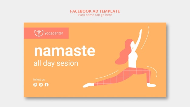 Yoga social media promo template with person stretching