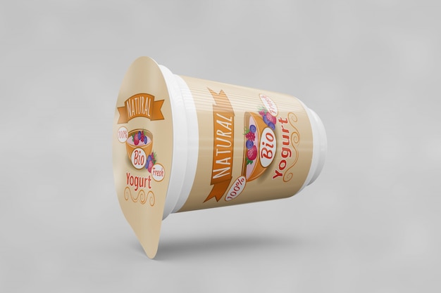 PSD gratuito imballaggio yogurt mockup