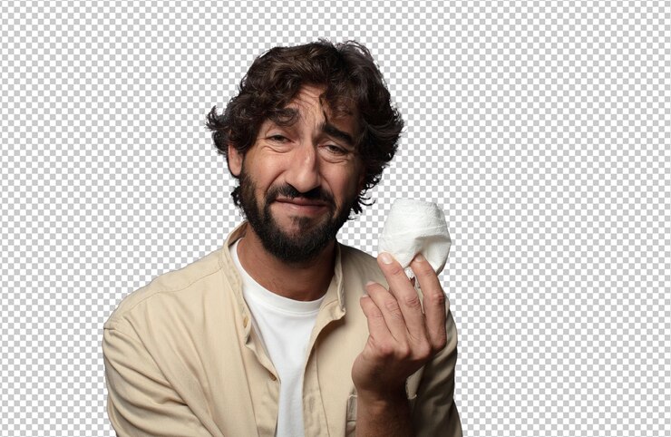Free PSD young adult bearded man flu concept