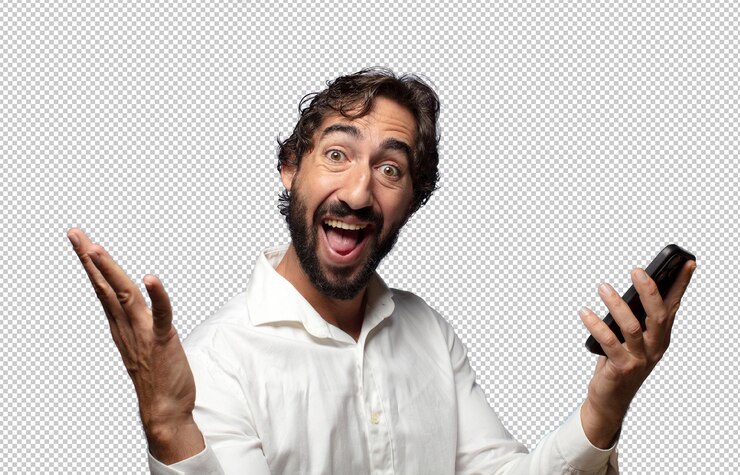 Free PSD young adult man using a smart phone