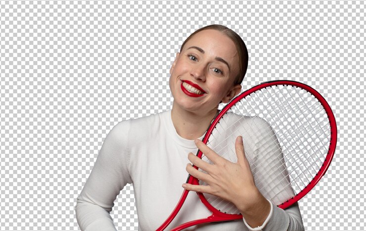 Free PSD young blonde woman tennis concept