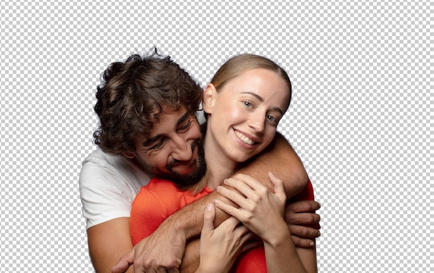 young couple hugging and love concept