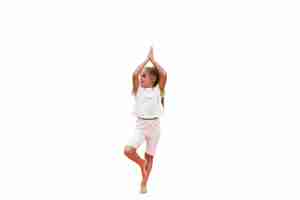 Free PSD young girl doing yoga and meditation