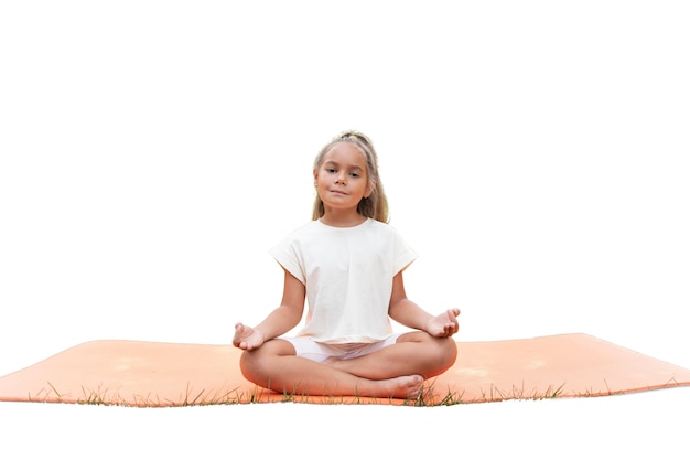 Free PSD young girl doing yoga and meditation