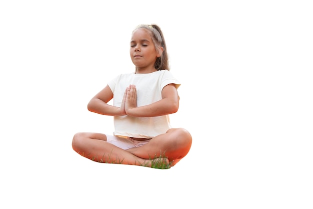 Free PSD young girl doing yoga and meditation