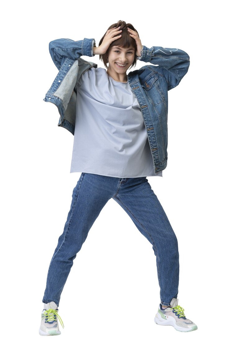 免費 PSD 年轻的青少年女孩摆姿势