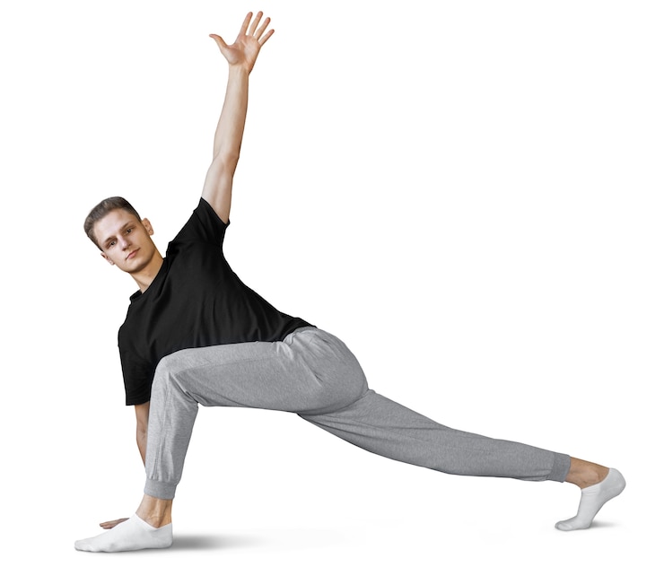 Free PSD young man doing a yoga position