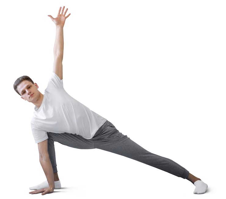 Free PSD young man doing a yoga position