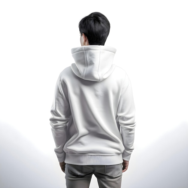 Free PSD young man in white hoodie isolated on white background with clipping path