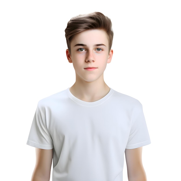 Free PSD young man in white t shirt isolated on white background