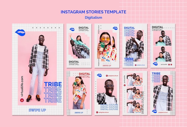 Young man and woman digital culture instagram stories