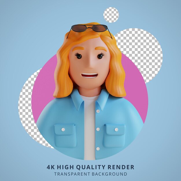 Портрет молодой женщины 3D мультфильм аватар