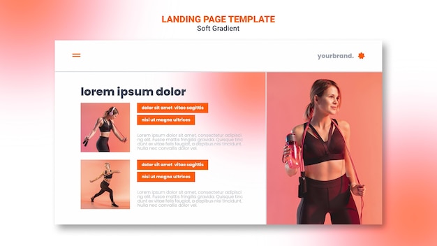 PSD gratuito giovane donna che fa sport landing page