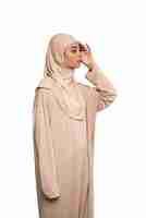 Free PSD young woman wearing hijab isolated