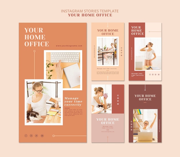 Free PSD your home office instagram stories