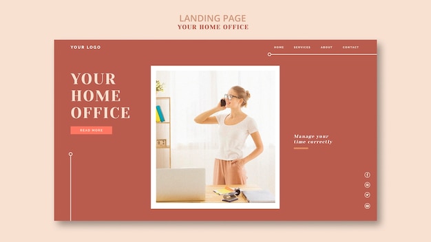 Free PSD your home office landing page design