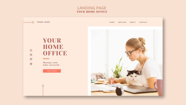 Free PSD your home office landing page