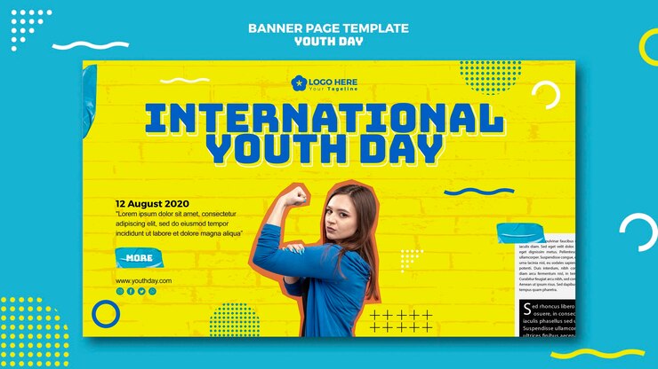 Free PSD youth day event banner style