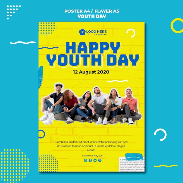 Free PSD youth day event poster design