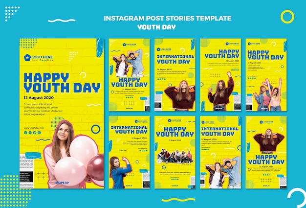 無料PSD 青少年の日instagramストーリーテンプレート