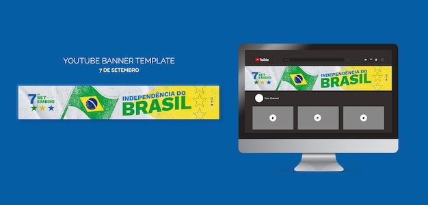 Free PSD youtube banner template for brazil independence day celebration