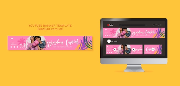 Youtube banner template for brazilian carnival celebration – Free PSD download