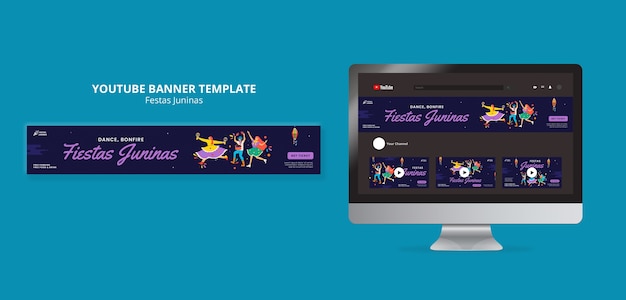 Youtube Banner Template for Brazilian Festas Juninas Celebration