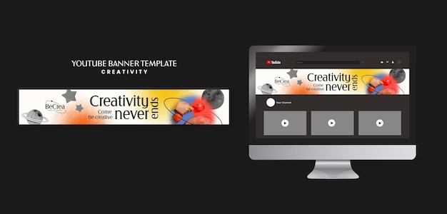 Youtube banner template for creativity