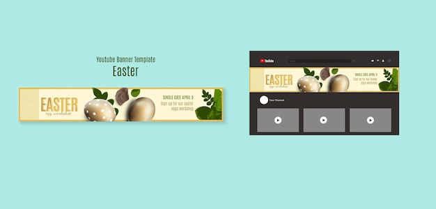 Free PSD youtube banner template for easter celebration