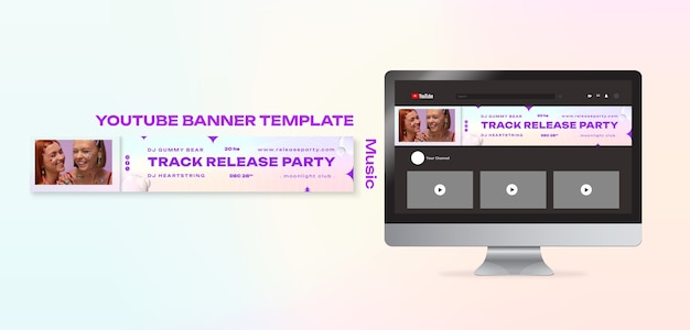 無料PSD 音楽トラックリリースパーティー用のyoutubeバナーテンプレート