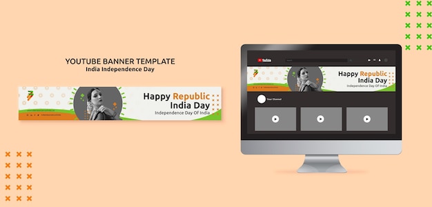 India Independence Day Celebration Youtube Banner Template – Free PSD Download