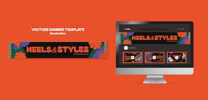 Free PSD youtube banner template in maximalism style