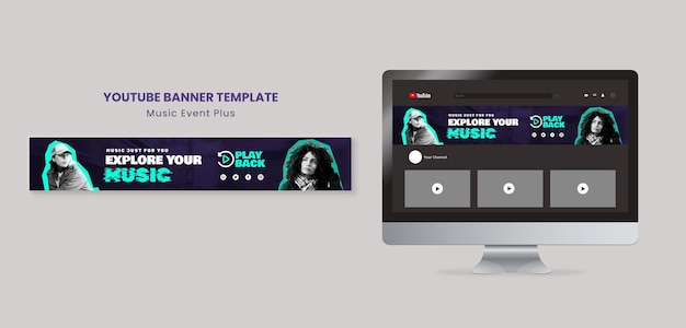 Free PSD youtube banner template for music event