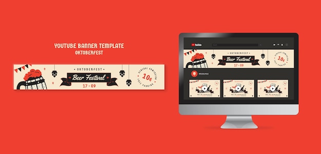 Free PSD youtube banner template for oktoberfest celebration