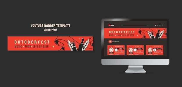 Free PSD youtube banner template for oktoberfest celebration