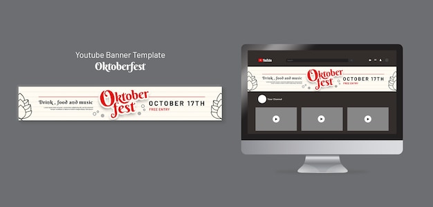 Modello di banner di youtube per la celebrazione dell'oktoberfest