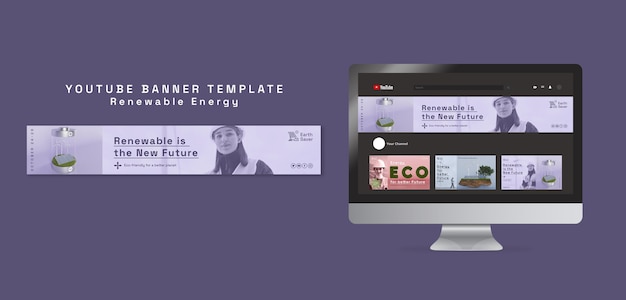 Free PSD youtube banner template for renewable energy