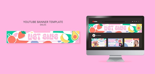 Youtube banner template for sales and discounts