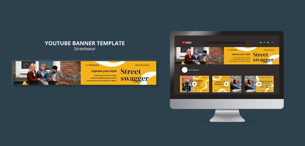 Youtube banner template for streetwear fashion shopping