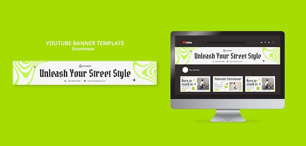 Free PSD youtube banner template for streetwear fashion shopping