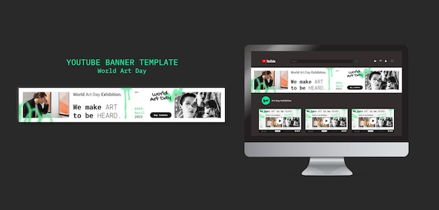 Free PSD youtube banner template for world art day